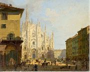 Giovanni Migliara Veduta di piazza del Duomo in Milano Spain oil painting artist